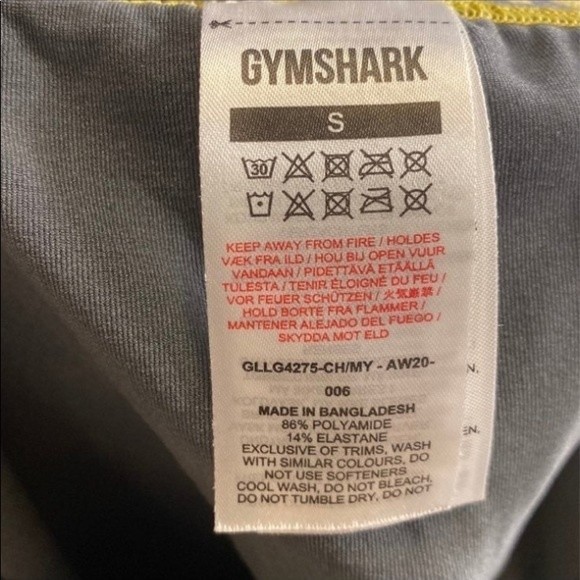 Gymshark Leggings Fit Seamless Gray Charcoal/Yellow waistline Elastic Size S - Picture 7 of 12